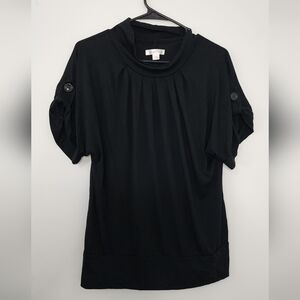 Xhilaration Black Top Button Cute Shirt Size Large Womens